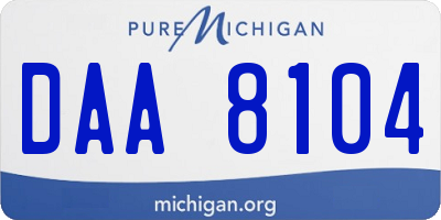 MI license plate DAA8104