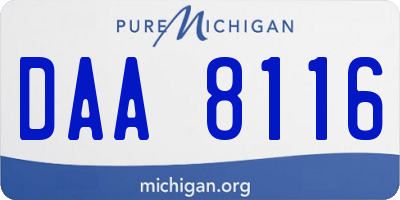 MI license plate DAA8116