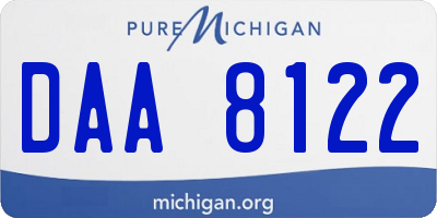 MI license plate DAA8122