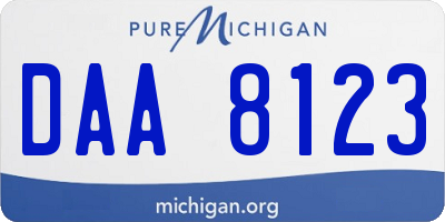 MI license plate DAA8123