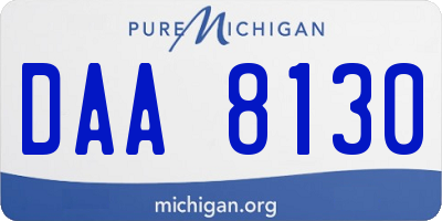 MI license plate DAA8130