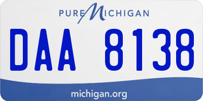 MI license plate DAA8138