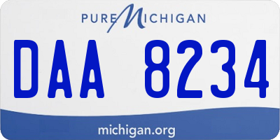 MI license plate DAA8234