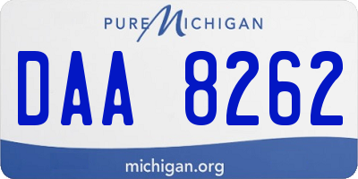 MI license plate DAA8262