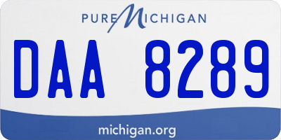 MI license plate DAA8289