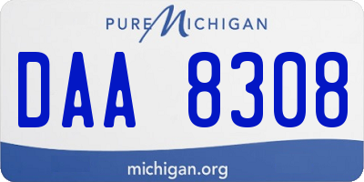 MI license plate DAA8308