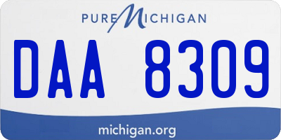 MI license plate DAA8309