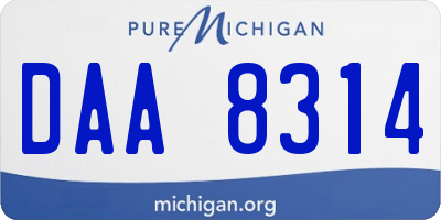 MI license plate DAA8314