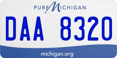 MI license plate DAA8320