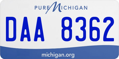 MI license plate DAA8362