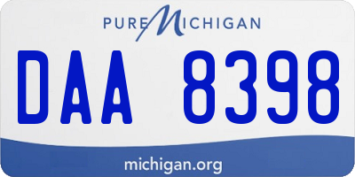 MI license plate DAA8398