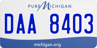 MI license plate DAA8403