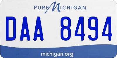 MI license plate DAA8494