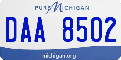 MI license plate DAA8502