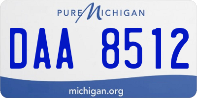 MI license plate DAA8512