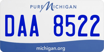 MI license plate DAA8522