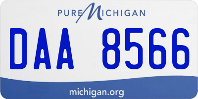 MI license plate DAA8566