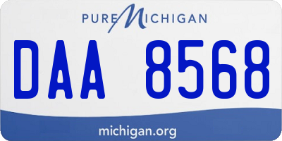 MI license plate DAA8568