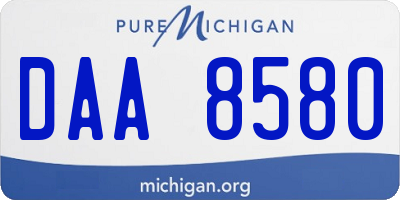 MI license plate DAA8580