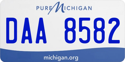 MI license plate DAA8582