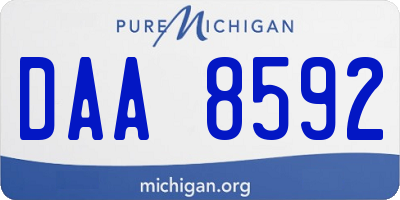 MI license plate DAA8592