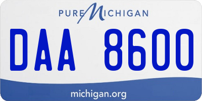 MI license plate DAA8600