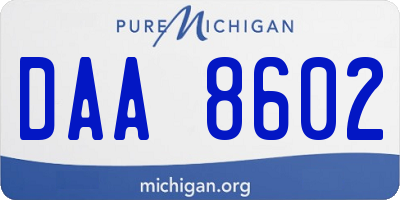 MI license plate DAA8602