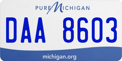 MI license plate DAA8603
