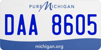 MI license plate DAA8605