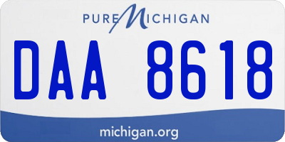 MI license plate DAA8618