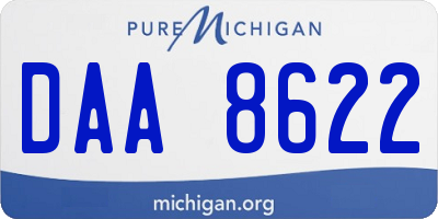 MI license plate DAA8622