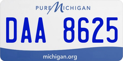 MI license plate DAA8625