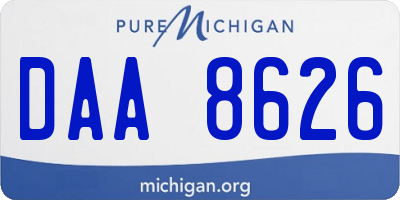 MI license plate DAA8626