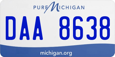 MI license plate DAA8638