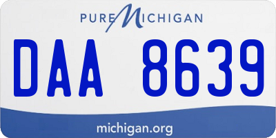 MI license plate DAA8639