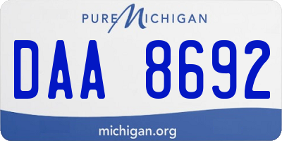 MI license plate DAA8692