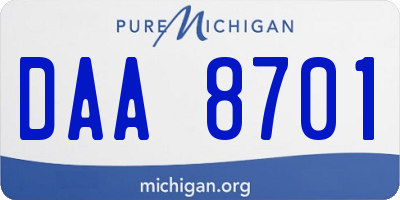 MI license plate DAA8701