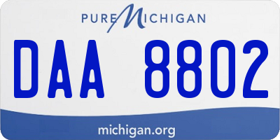 MI license plate DAA8802