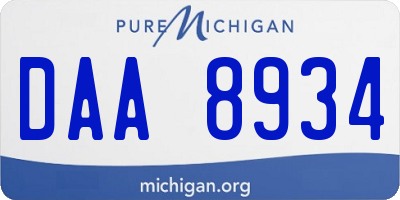 MI license plate DAA8934