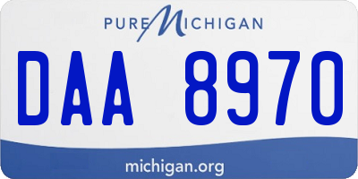 MI license plate DAA8970