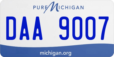 MI license plate DAA9007