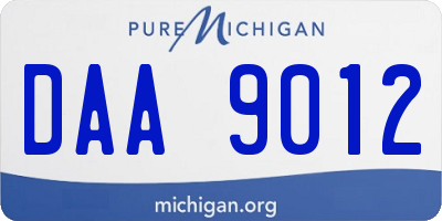 MI license plate DAA9012