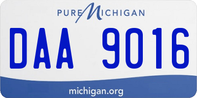 MI license plate DAA9016