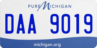 MI license plate DAA9019