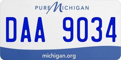 MI license plate DAA9034