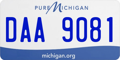 MI license plate DAA9081