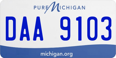 MI license plate DAA9103