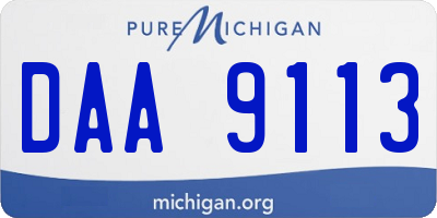 MI license plate DAA9113