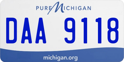 MI license plate DAA9118