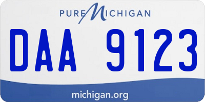 MI license plate DAA9123